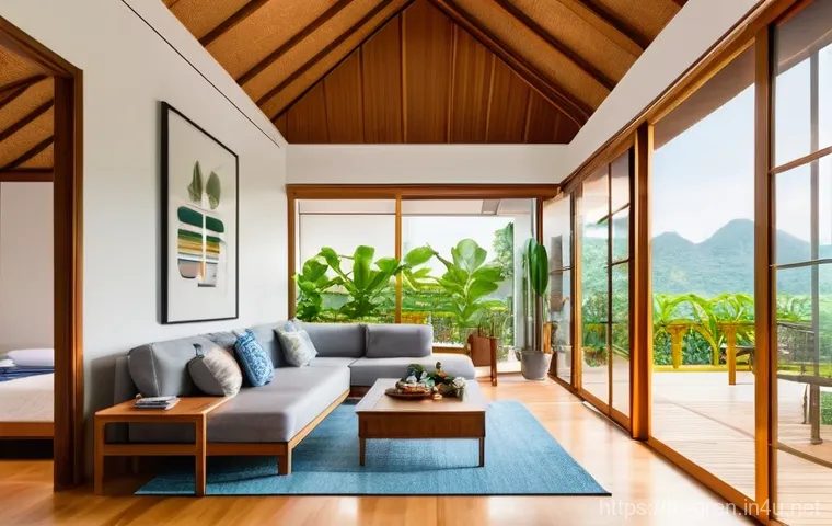 친환경 건축과 스마트 홈 기술 융합 - **Prompt 2: Smart Water Conservation in a Lush Thai Garden**
    "A picturesque, flourishing garden ...